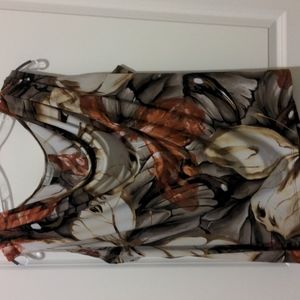 Floral Burnt Orange and Greys Blouse
